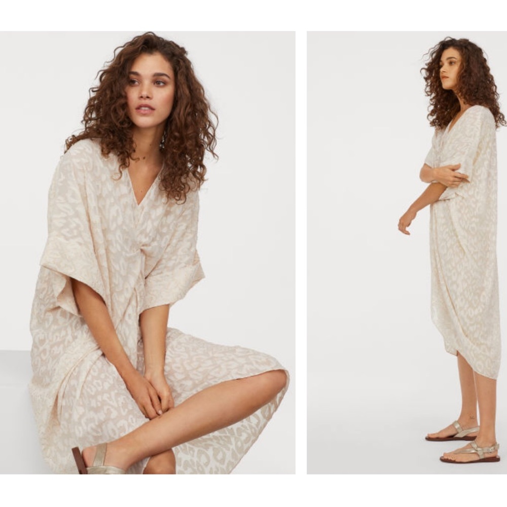 Cream and gold detail animal KAFTAN dress beach